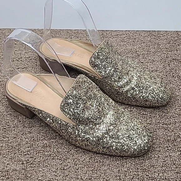 Madewell Willa Loafer Mule In Gold Glitter Sz 6.5 Women's - Picture 2 of 10